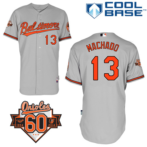 Manny Machado #13 MLB Jersey-Baltimore Orioles Men's Authentic Road Gray Cool Base Baseball Jersey